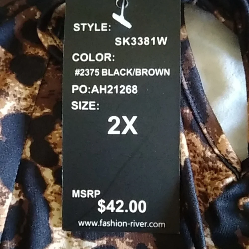 Robert Louis Sleeveless Leopard Print Tie-Neck Top - Brown - Picture 7 of 10